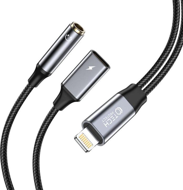 Produktbild Tech-Protect UltraBoost Lightning (male) / 3.5mm mini jack (female) - Lightning (female) cable - bla (Lightning, 3.5mm Klinke, Lightning)