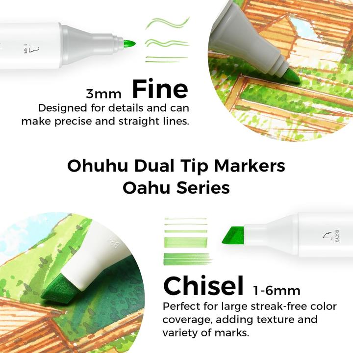 Image du produit Ohuhu Marqueurs artistiques (Multicolore, 6 mm, 60 x)