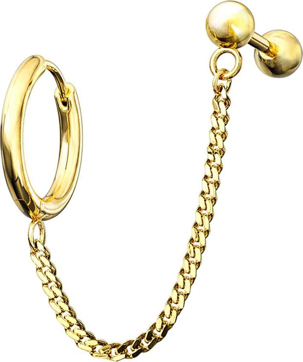 Immagine prodotto Star Piercing Orecchino a catena placcato oro Micro Barbell con pallina (Acciaio inox 316L)
