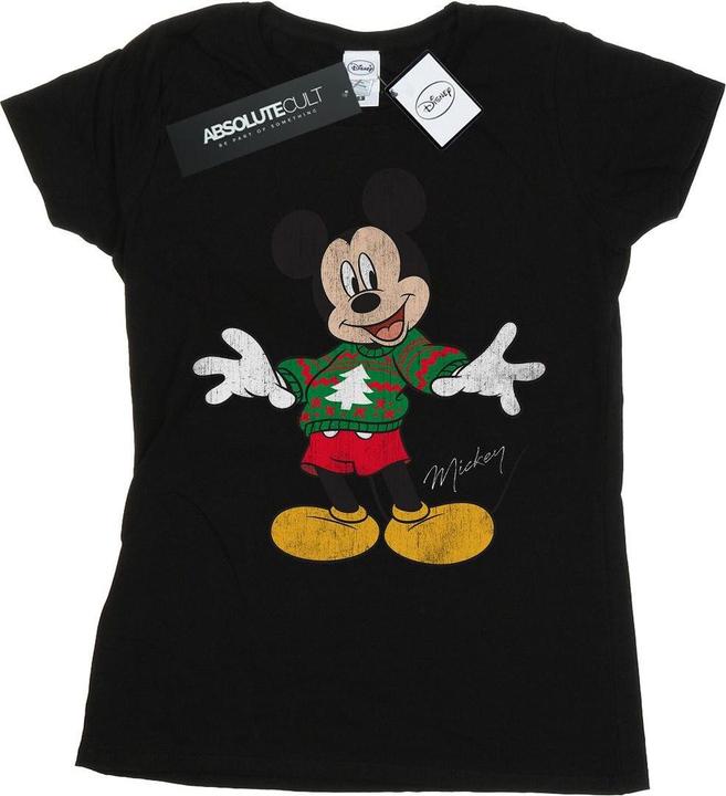 Actual product image Disney Womens/Ladies Mickey Mouse Christmas Jumper Cotton T-Shirt (XXL)
