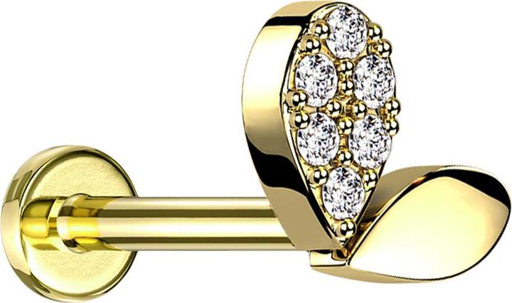 Actual product image Star Piercing Micro Labret Inner Thread Gold Plated Heart Sprout Crystals Silver (Surgical steel 316L, Brass)