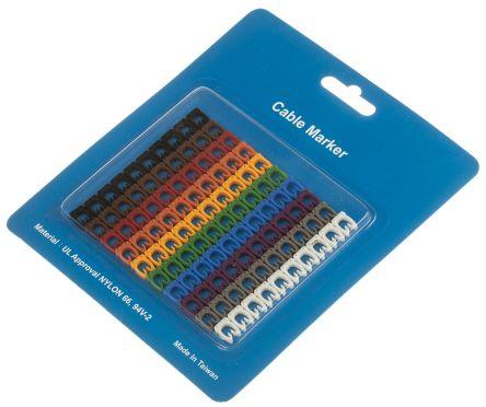 Actual product image Rs Pro Clip on Nylon 66 Cable Marker Pk Mixed