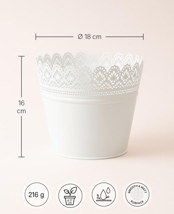 Actual product image Esmée Flower pot, planter with lace, sheet metal (18 cm)