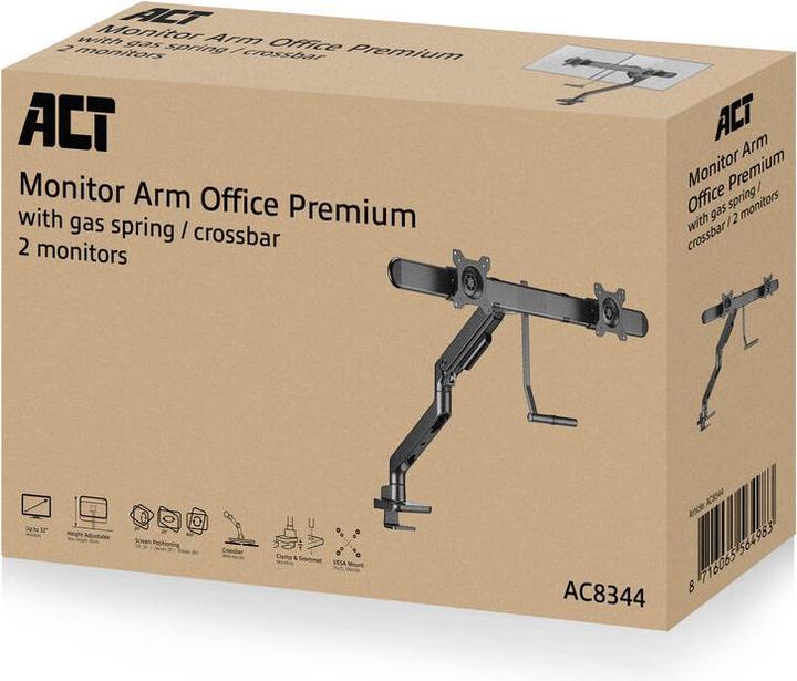 Produktbild Dual monitor arm office premium, with gas spring, crossbar (32")