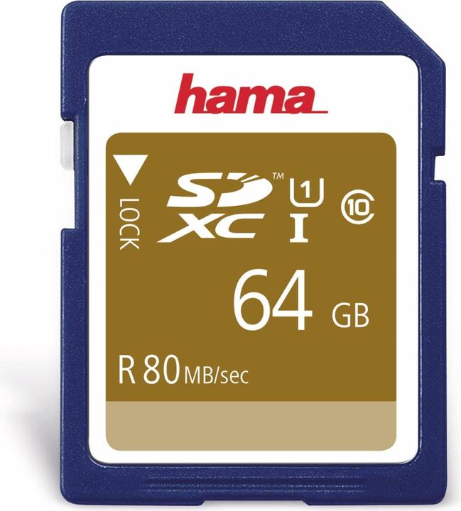 Hama SDHC 64GB Class 10 UHS-I (64 GB, SDXC, U1, UHS-I)