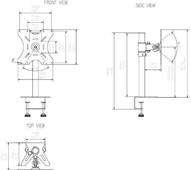 Actual product image edbak MSV1 table mount up to 15 kg - Black (Table, 46")