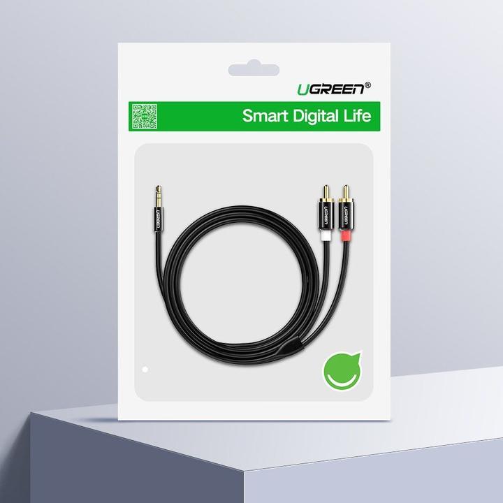 Produktbild Ugreen Audiokabel 3,5 mm Miniklinke - 2RCA 3m schwarz (10590) (3 m, 3.5mm Klinke (AUX))