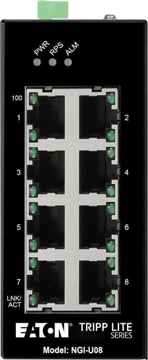 Actual product image Eaton 8-Port Unmanaged Industrial Gigabit Ethernet Switch - 10/100/1000mbps DIN Mount (8 Ports)