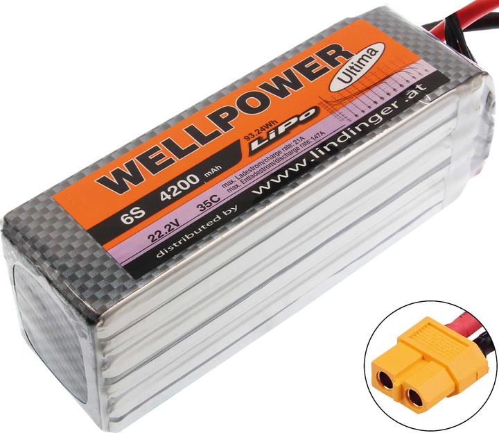 Wellpower LIPO AKKU ULTIMA 4200 MAH / 22,2 VOLT 6S 35/70C CH5/8 xt-60 (22.20 V, 4200 mAh)