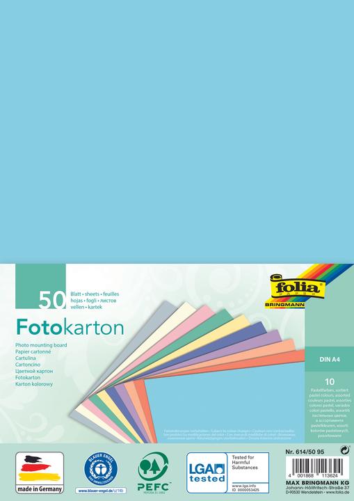 Produktbild Folia Fotokarton PASTELL, DIN A4, 300 g/qm (300 g/m², 50 x)