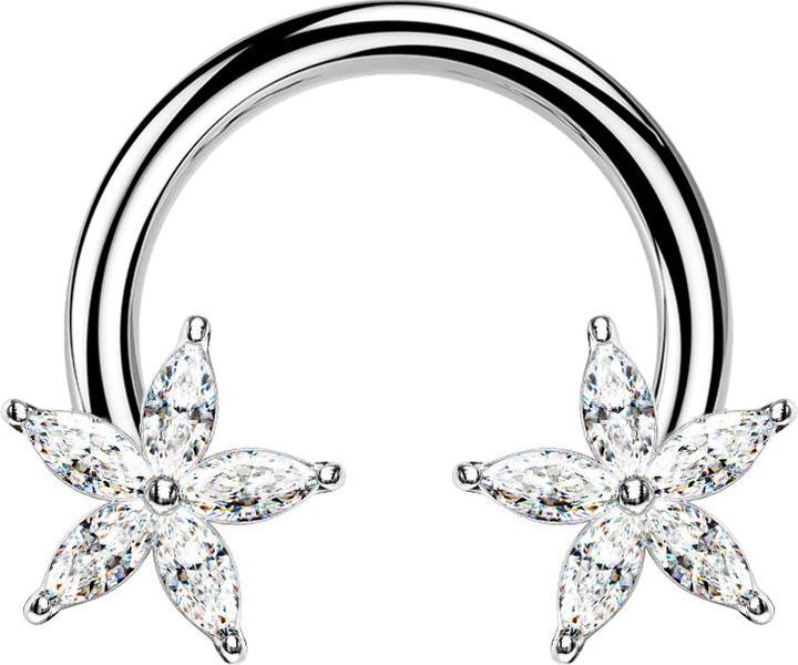 Produktbild Star Piercing Circular Barbell silber Kristallblume silber (Chirurgenstahl 316L, Messing)