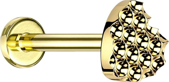 Immagine prodotto Star Piercing Micro Labret filo interno placcato oro con cuore a forma di diamante placcato oro (senza ottone, Titanio G23)