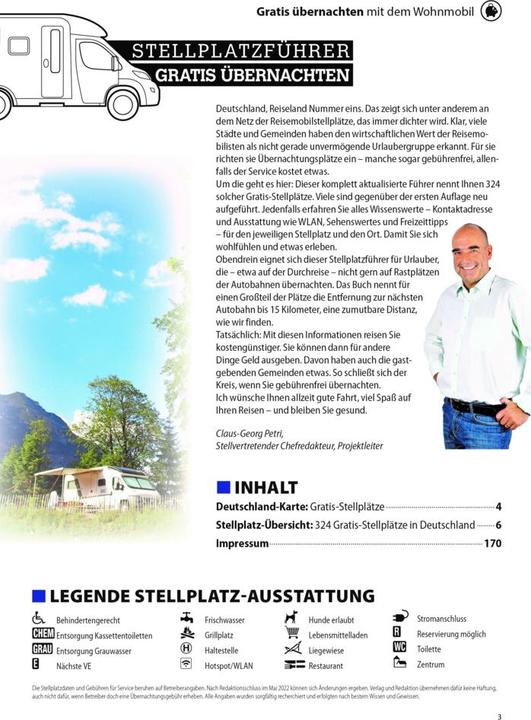 Produktbild Stellplatzführer Gratis Übernachten (Deutsch, Reisemobil International, 2022)