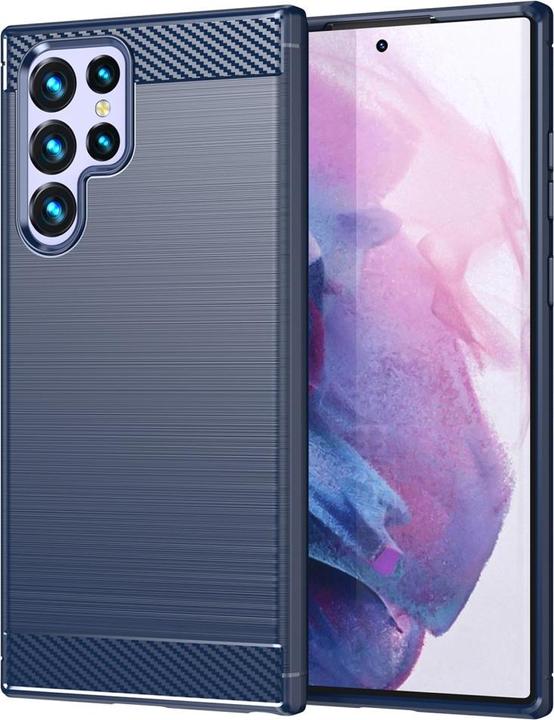 Image du produit Cover-Discount Galaxy S22 Ultra - Housse métal look carbone bleu (Samsung Galaxy S22 Ultra)
