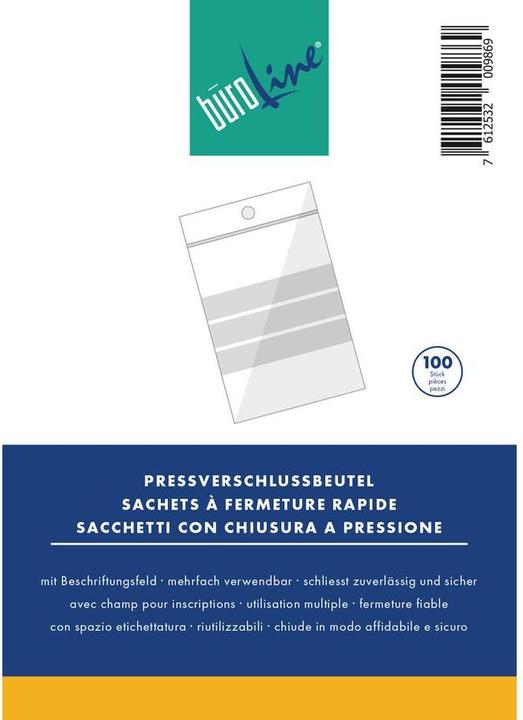 Produktbild BüroLine Pressverschluss Beutel 50x75mm mit Beschriftungsfeld (10 Stück)
