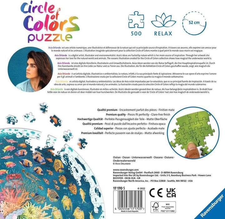 Immagine prodotto Ravensburger Puzzle a cerchi colorati - Oceano (500 pezzi)