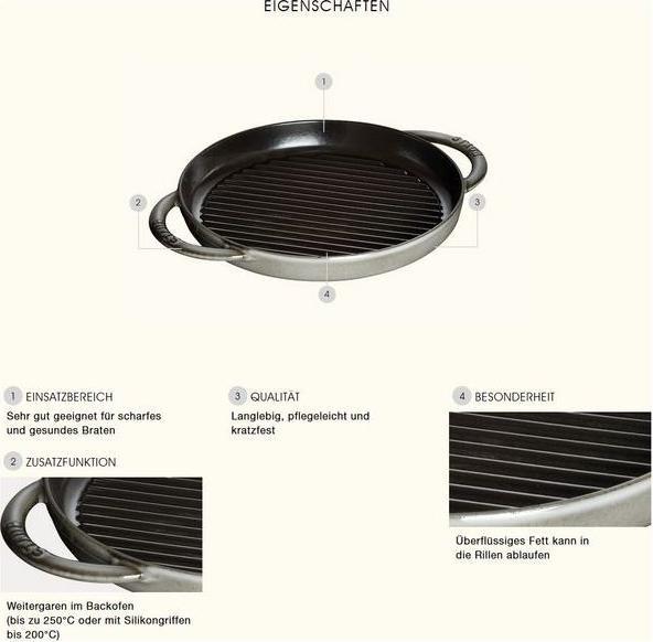 Actual product image Staub Grill pan (34 cm, Grill pan, Cast iron)