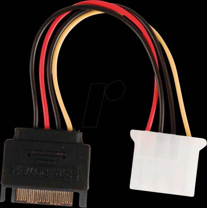 Actual product image Nedis Internal power cable | SATA 15-pin male | Molex female | Gold-plated | 0.15 m | Round | PVC | Me