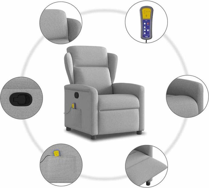 Actual product image VidaXL Massage chair cloud grey fabric