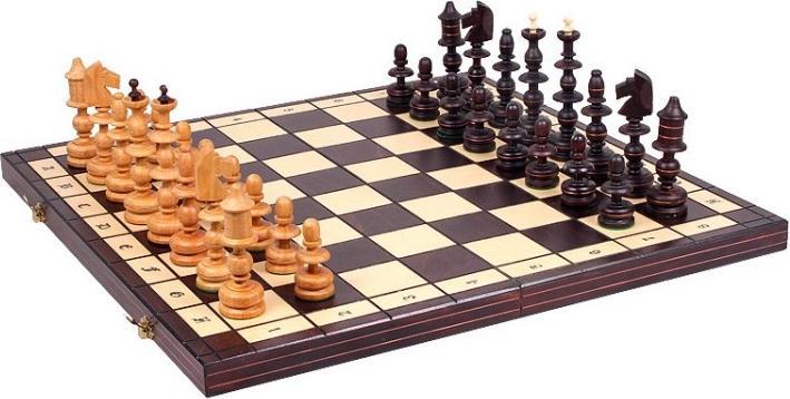 Produktbild Holzecke Schachbrett und Schachfiguren mit Intarsien aus Kupfer