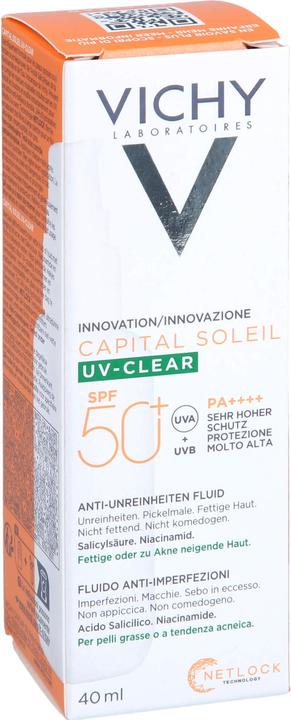 Image du produit Vichy Capital Soleil UV-Clear 40ml (Crème solaire visage, SPF 50+, 40 ml, 65 g)