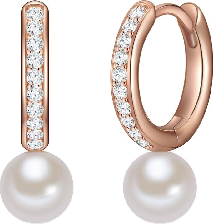 Valero Pearls Damen Sterling Silber Zirkonia Süsswasser-Zuchtperle roségold - 11884 (925er Silber)