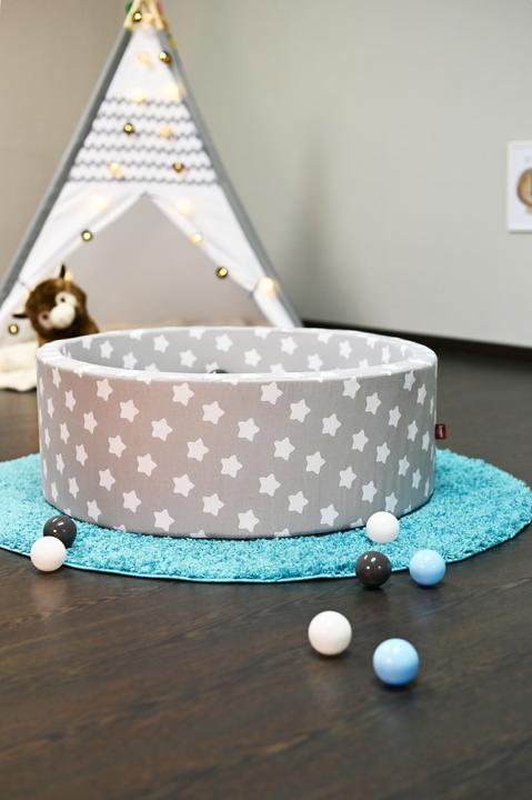 Actual product image Knorrtoys Ball pool soft - "Grey white stars" - 300 balls cream/grey/lightblue (approx. 6 diameters)