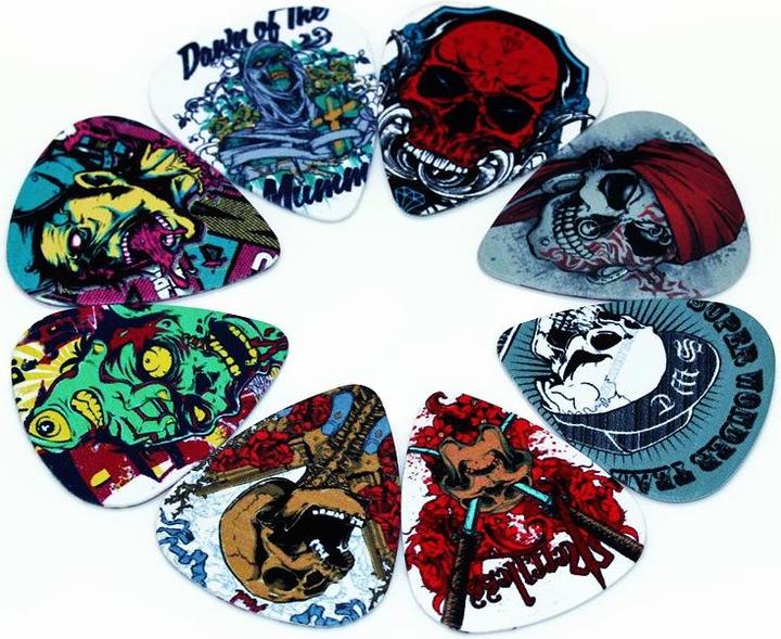 Image du produit JTI Médiators à tête de mort en pack de 10 - Accessoires guitare (10 x, Guitare, 0.03")