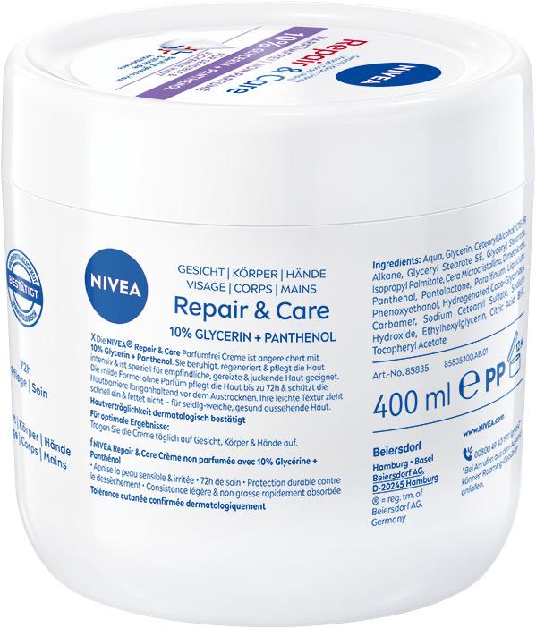 Actual product image NIVEA Repair & Care Sensitive Repair (Body milk, 400 ml)