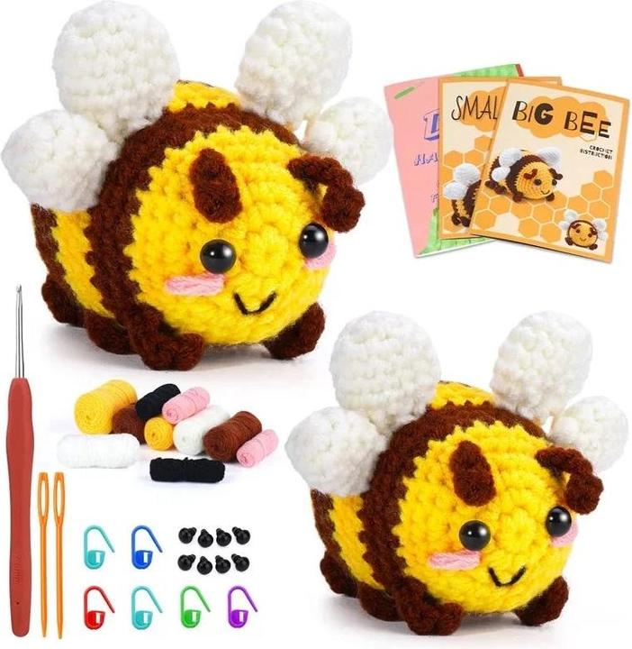 Produktbild Activity Board Little Bee Häkel-Set für Anfänger mit Video-Tutorial Baumwolle stricken Garn Garn Kunststoff Nadeln