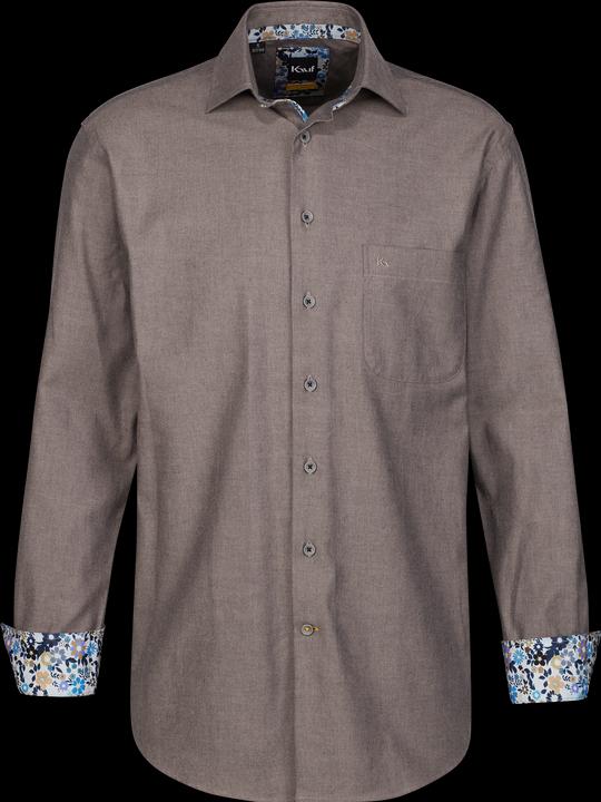 Kauf Verona Kent Langarm modern fit in Leichtflanell mit Kontrast