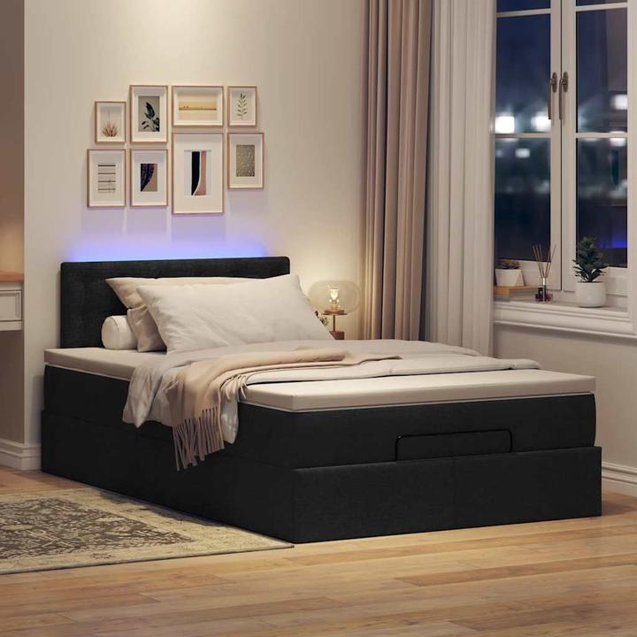 Actual product image VidaXL Ottoman bed with mattresses black 200x200 cm fabric (200 x 200 cm)