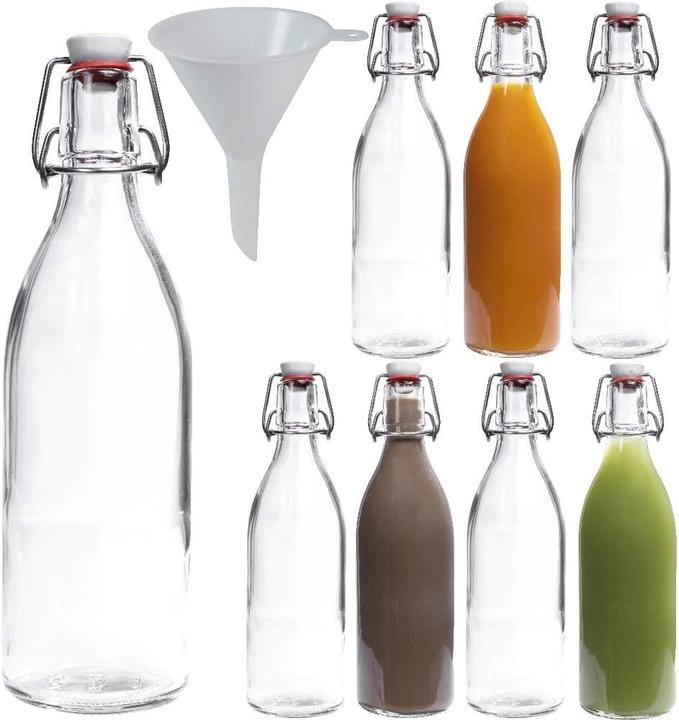 Actual product image Viva scandinavia Glasflaschen-Set mit Bügelverschluss (8 Stück, 0,5 L) inkl Trichter (8 pcs., 4 l)