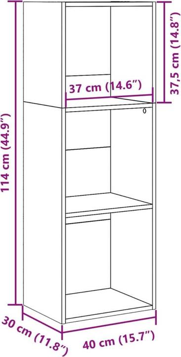 Produktbild VidaXL Bücherregal Standregal Büroregal Aktenregal Aufbewahrungsregal Betongrau (30 x 40 x 114 cm)