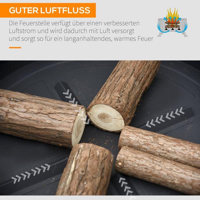 Produktbild Swisshandel24 Feuerschale mit Funkenschutz, Feuerkorb mit Grillrost & Schürhaken, 2-in-1 BBQ Grill, Metall, Schwar (66 cm)