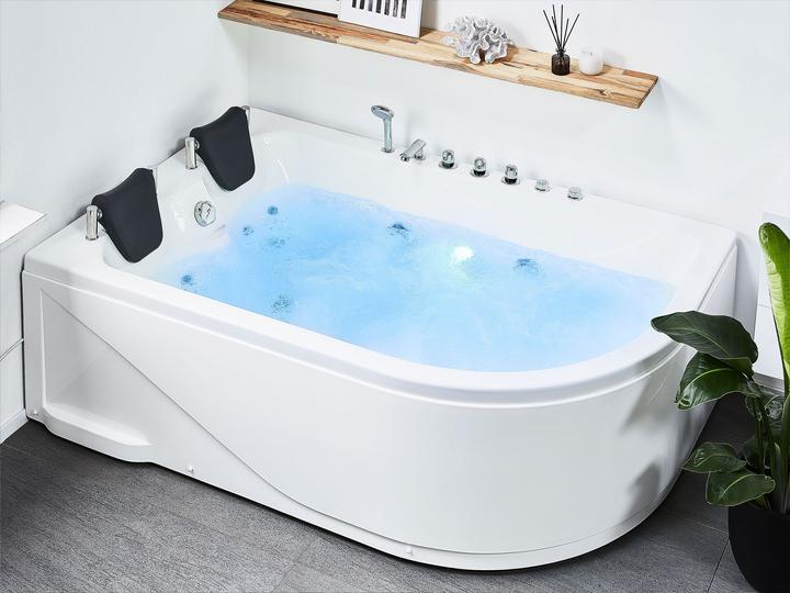 Image du produit Beliani Baignoire à hydromassage blanche modèle d'angle avec LED 180 x 120 cm à droite CALAMA (437 l, 180 cm, 120 cm)