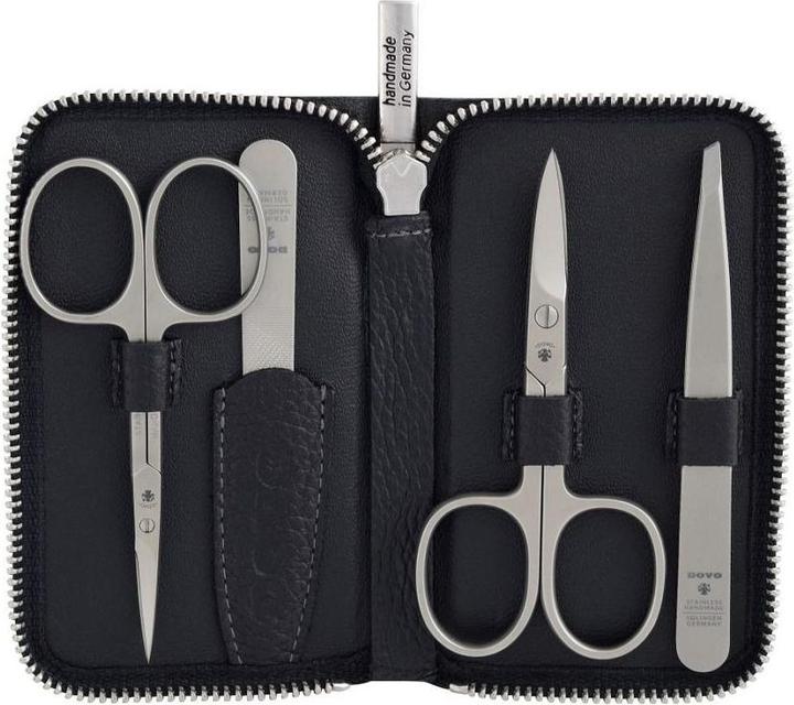 Actual product image Dovo 6440186 Manicure Set No. 5, matt stainless, black leath