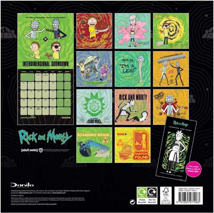 Immagine prodotto Rick And Morty Calendario murale carré 2025 (30 x 30 cm, Tedesco)
