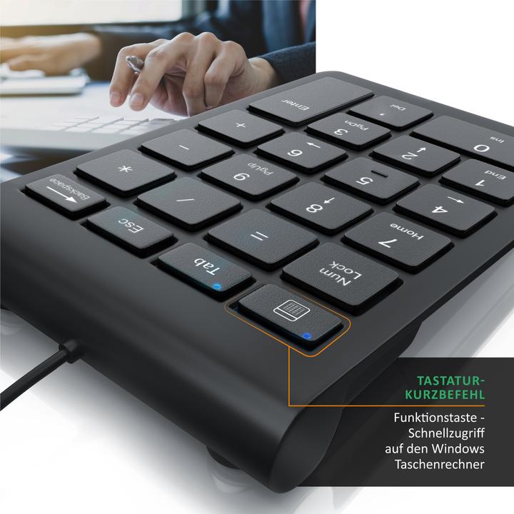 Produktbild Aplic Numpad 22 Tasten, USB Keypad kabelgebunden, Ziffernblock, Nummernblock Zusatztastatur, Kabel 1,50 m (DE, Kabelgebunden)