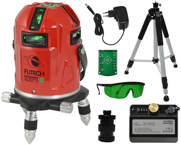 Futech Multicross 8 HPSD Groen Kruislijnlaser in case - 040.08G