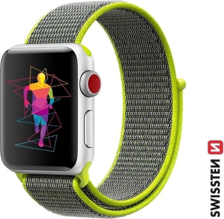 Image du produit Swissten Nylon Band for Apple Watch 42/44/45/49 mm Shiny Green (vert brillant) (Nylon)