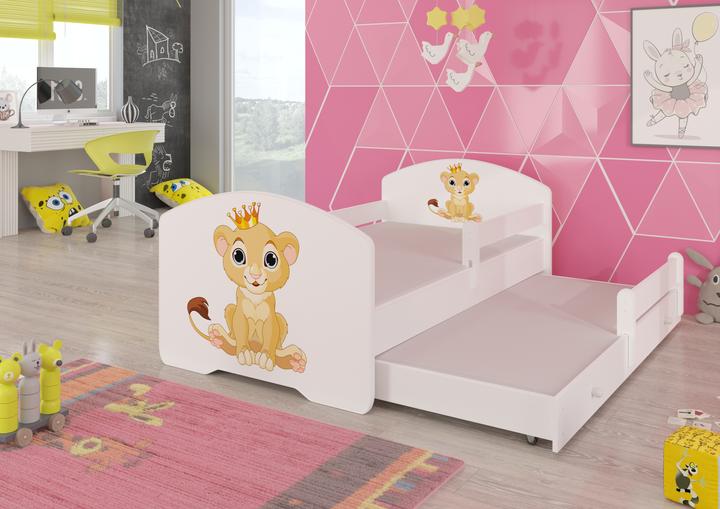Actual product image ADRK Furniture Double Bed with Railing and Mattresses PEPE II LION 160x80 (160 x 80 cm)