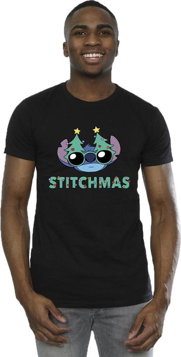 Actual product image Disney Mens Lilo & Stitch Stitchmas Glasses T-Shirt (L)