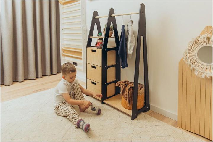 Image du produit Duck Woodworks Porte-manteau pour enfants avec tiroirs