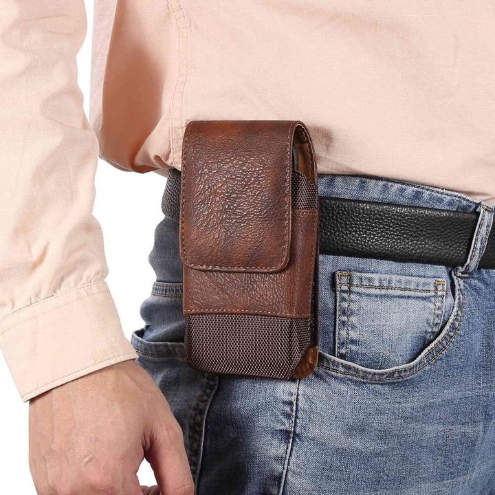 Immagine prodotto Cover-Discount Nylon - Borsa da cintura in pelle con tasca per carte di credito marrone / L