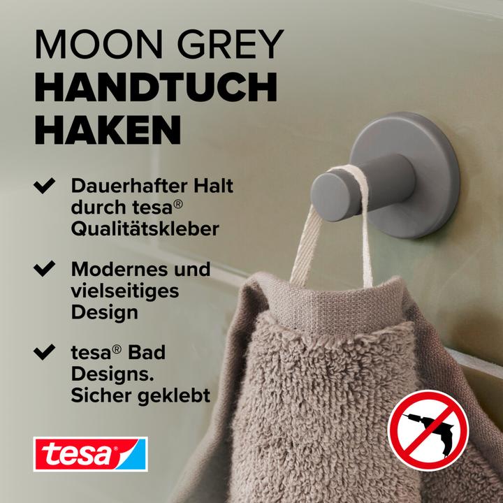 Actual product image tesa MOON GREY Towel hook incl. adhesive solution without drilling