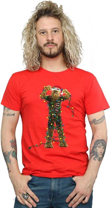 Actual product image Star Wars Mens Chewbacca Christmas Lights T-Shirt (S)