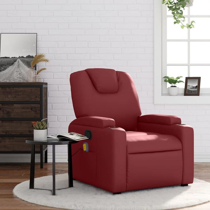 VidaXL Massagesessel Weinrot Kunstleder,Farbe: Weinrot,Material