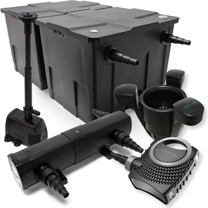 Wiltec Set: Teichfilter 60000l Eco 80W Pumpe 24W UVC Klärer Springbrunnen Skimmer 439