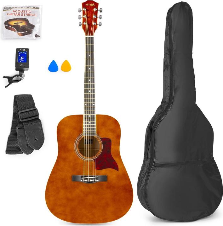 Produktbild Max Westerngitarre SoloJam Set Dark Natural (Akustik Gitarren Set, Palisander, Linde)